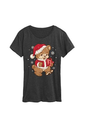 - Santa Teddy Bear Short Sleeve Graphic T-Shirt
