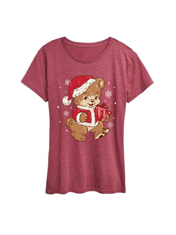 - Santa Teddy Bear Women's Short Sleeve Graphic T-Shirt