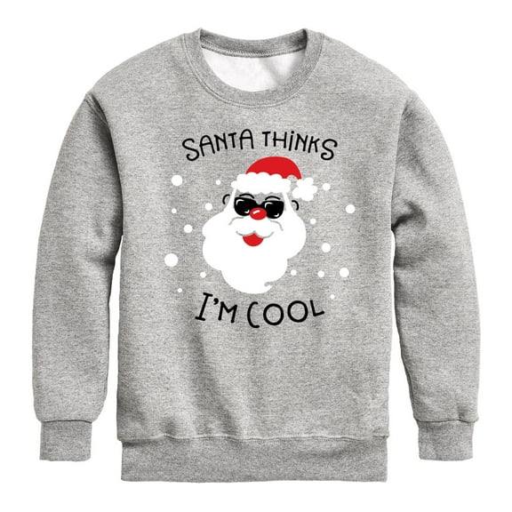 Instant Message - Santa Thinks Im Cool Christmas - Boy's Toddler & Youth Crewneck Fleece Sweatshirt