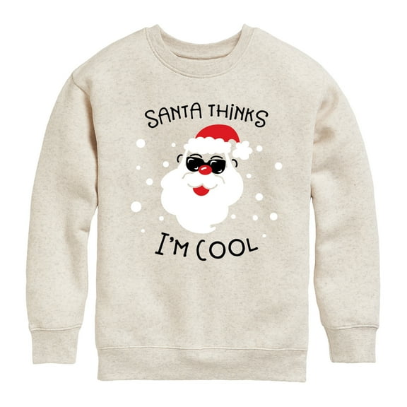 Instant Message - Santa Thinks Im Cool Christmas - Boy's Toddler & Youth Crewneck Fleece Sweatshirt