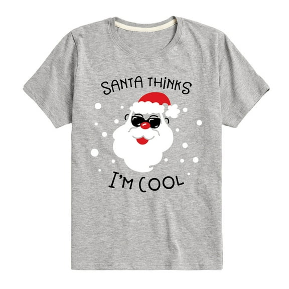 Instant Message - Santa Thinks Im Cool Christmas - Boy's Toddler & Youth Short Sleeve Graphic T-Shirt