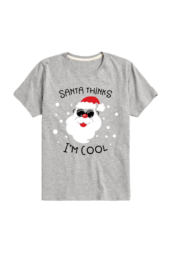 - Santa Thinks Im Cool Christmas - Boy's Toddler & Youth Short Sleeve Graphic T-Shirt
