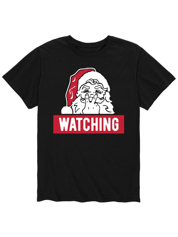 - Santa Watching Men's Short Sleeve Graphic T-Shirt