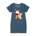 thumbnail image 1 of Instant Message - Santa and Reindeer Christmas - Toddler & Youth Girls Fleece Dress, 1 of 6