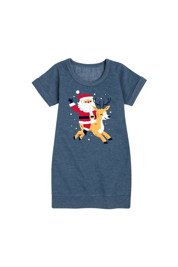 - Santa and Reindeer Christmas - Toddler & Youth Girls Fleece Dress