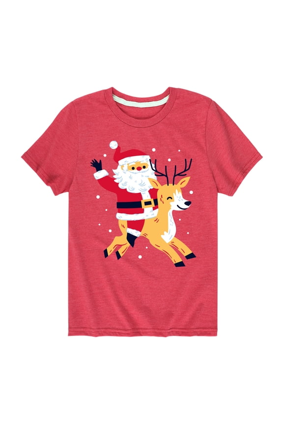 - Santa and Reindeer Christmas - Toddler & Youth Short Sleeve Graphic T-Shirt