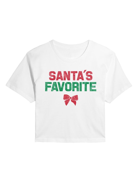 - Santa's Favorite Women's Cropped Graphic T-Shirt
