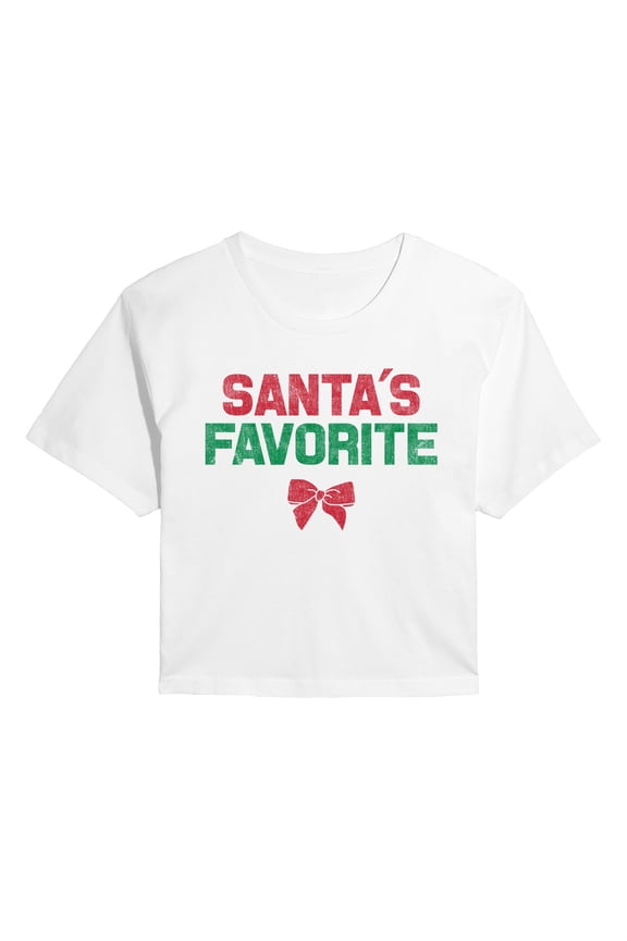 - Santa's Favorite - Juniors Cropped Graphic T-Shirt