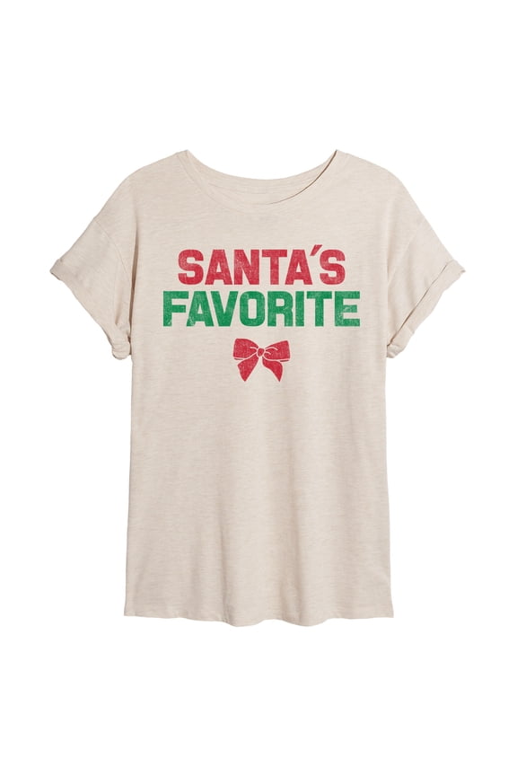 - Santa's Favorite - Juniors Oversized Graphic T-Shirt