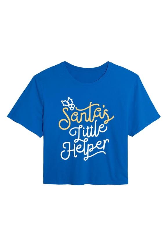 - Santa's Little Helper - Juniors Cropped Graphic T-Shirt