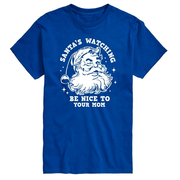 Instant Message - Santas Watching Be Nice To Mom - Men's Short Sleeve Graphic T-Shirt