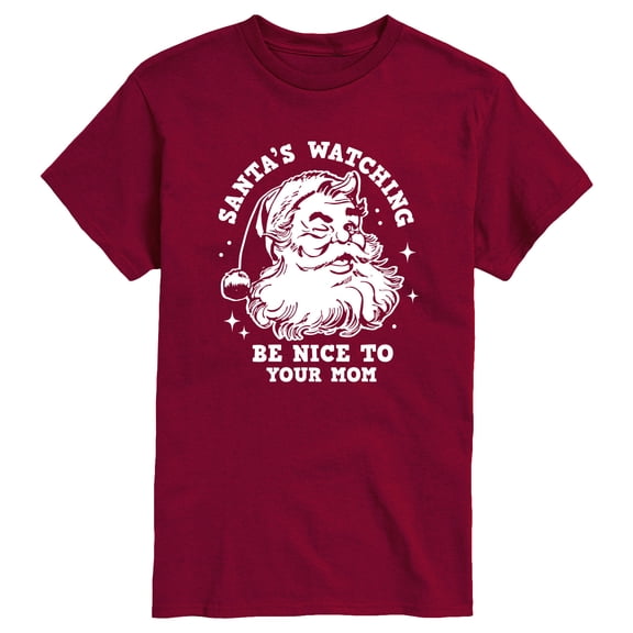 Instant Message - Santas Watching Be Nice To Mom - Men's Short Sleeve Graphic T-Shirt