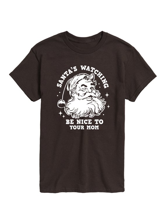 - Santas Watching Be Nice To Mom Men's Short Sleeve Graphic T-Shirt