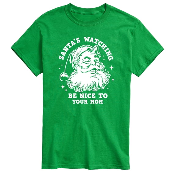 Instant Message - Santas Watching Be Nice To Mom - Men's Short Sleeve Graphic T-Shirt
