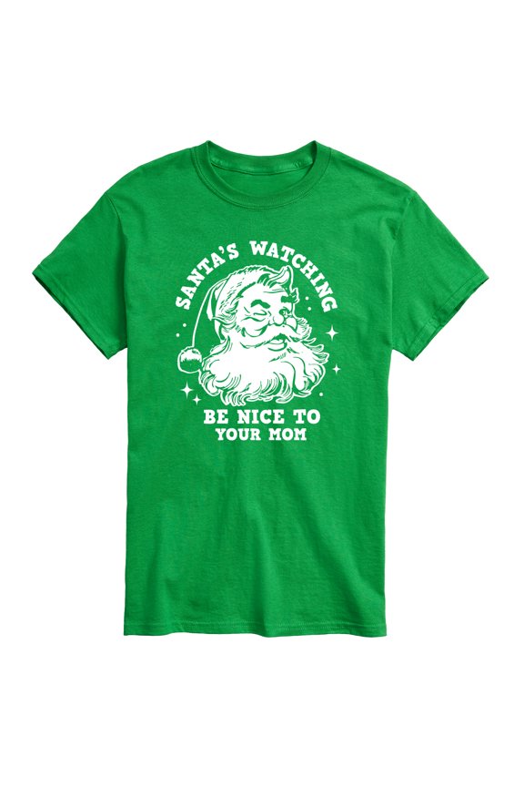 - Santas Watching Be Nice To Mom - Men's Short Sleeve Graphic T-Shirt