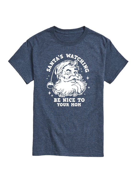 - Santas Watching Be Nice To Mom Men's Short Sleeve Graphic T-Shirt