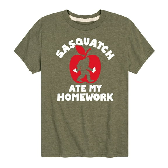 Instant Message - Sasquatch Ate My Homework - Youth Short Sleeve Tee