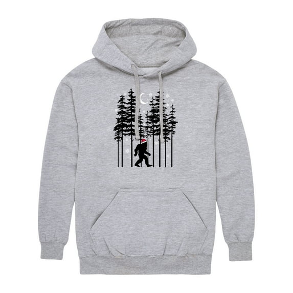 Instant Message - Sasquatch Christmas Santa Hat - Men's Pullover Hooded Fleece Sweatshirt