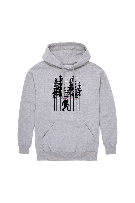 - Sasquatch Christmas Santa Hat - Men's Pullover Hooded Fleece Sweatshirt