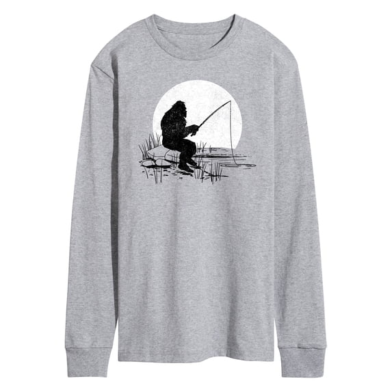 Instant Message - Sasquatch Fishing Long Sleeve Graphic T-Shirt