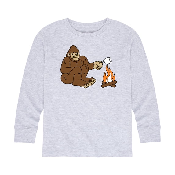 Instant Message - Sasquatch Roasting Marshmallow Long Sleeve Graphic T-Shirt