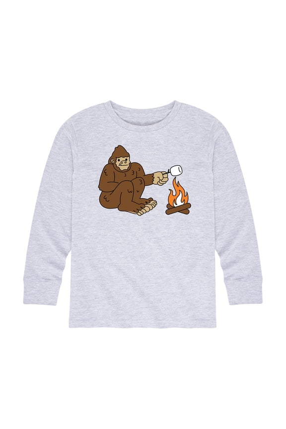 - Sasquatch Roasting Marshmallow - Kids Long Sleeve Tee
