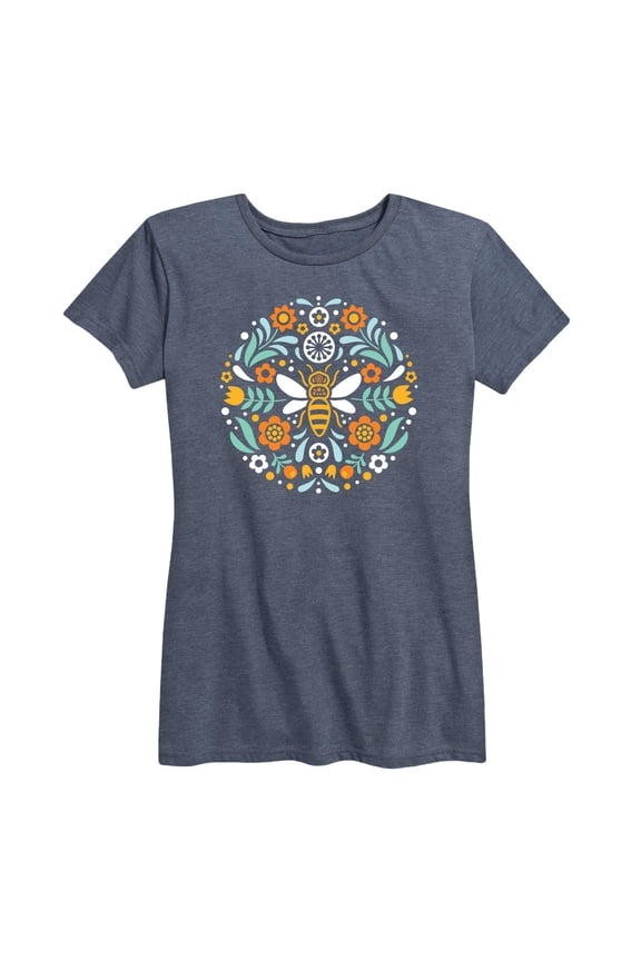 - Scandinavian Bee Circular Design - Women's Short Sleeve Graphic T-Shirt