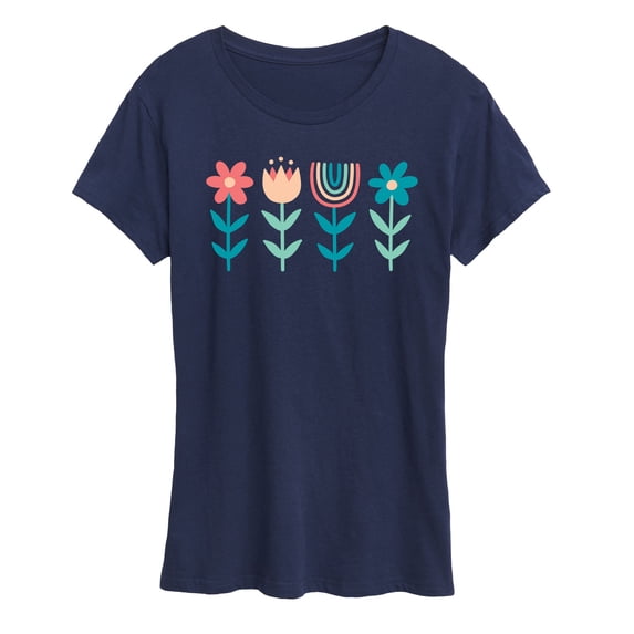 Instant Message - Scandinavian Boho Flowers Women's Short Sleeve Graphic T-Shirt