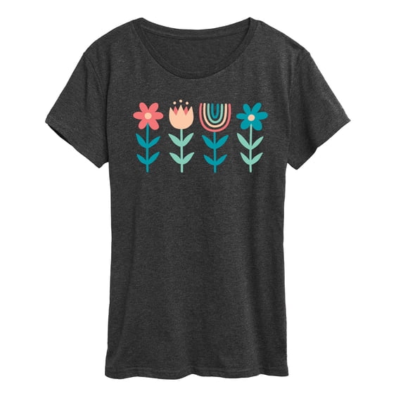 Instant Message - Scandinavian Boho Flowers Women's Short Sleeve Graphic T-Shirt