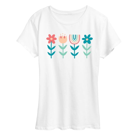 Instant Message - Scandinavian Boho Flowers Women's Short Sleeve Graphic T-Shirt