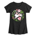 thumbnail image 1 of Instant Message - Scandinavian Bunny With Flowers Fitted Short Sleeve Graphic T-Shirt, 1 of 6
