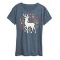 thumbnail image 1 of Instant Message - Scandinavian Christmas Deer - Women's Short Sleeve Graphic T-Shirt, 1 of 6