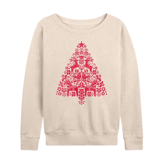 Instant Message - Scandinavian Christmas Tree - Women's French Terry Long Sleeve Pullover