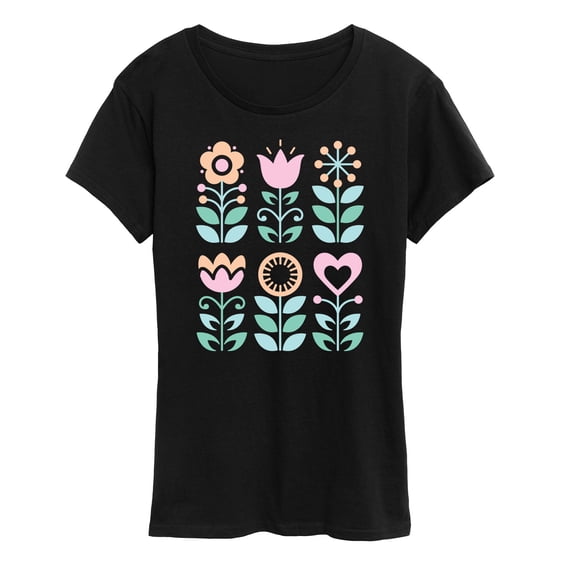 Instant Message - Scandinavian Flowers Women's Short Sleeve Graphic T-Shirt