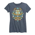 thumbnail image 1 of Instant Message - Scandinavian Folk Owl - Women And Plus Size Short Sleeve Graphic T-Shirt, 1 of 5