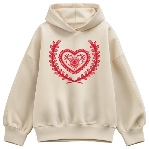 Instant Message - Scandinavian Heart - Women's Oversized Fleece Hoodie Sweatshirt
