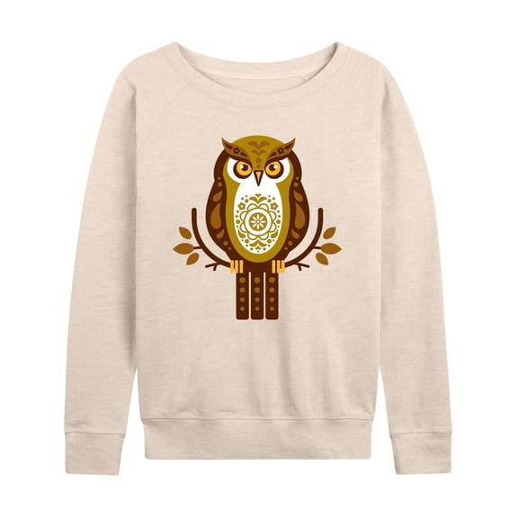 Instant Message - Scandinavian Owl - Women's French Terry Long Sleeve Pullover