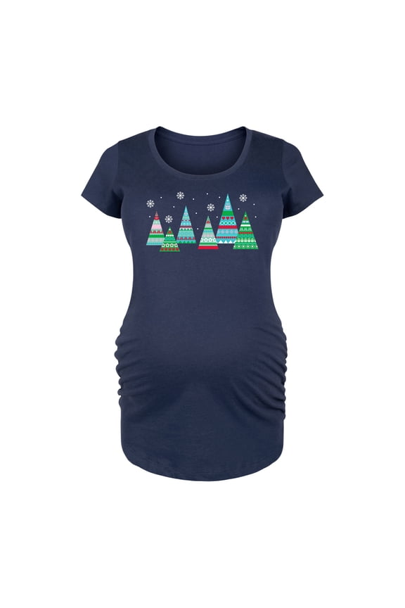- Scandinavian Patterned Trees - Maternity Scoop Neck Tee