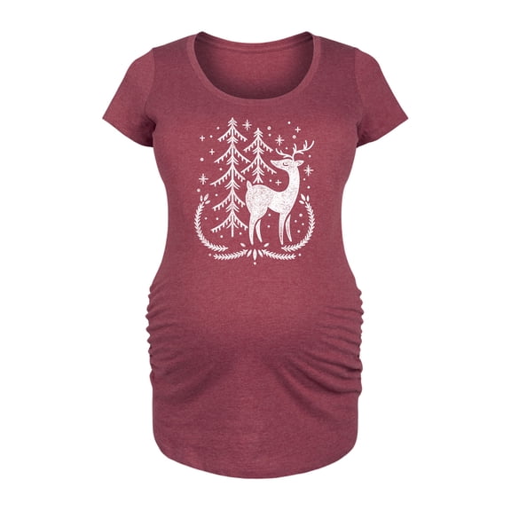 Instant Message - Scandinavian Winter Deer - Maternity Scoop Neck Tee