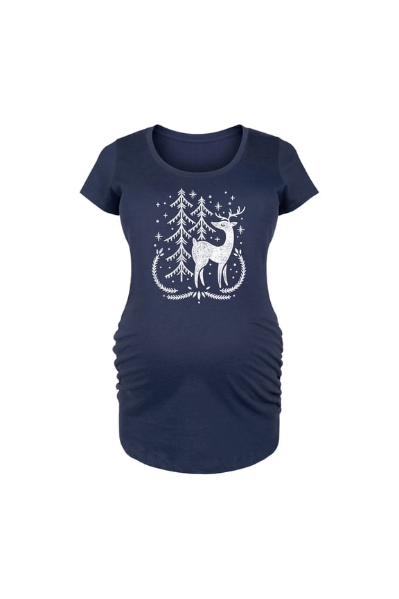 - Scandinavian Winter Deer - Maternity Scoop Neck Tee
