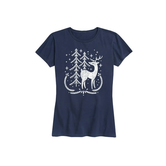 Instant Message - Scandinavian Winter Deer - Women's Short Sleeve Graphic T-Shirt