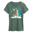 thumbnail image 1 of Instant Message - Scandinavian Winter Deer - Women's Short Sleeve Graphic T-Shirt, 1 of 7