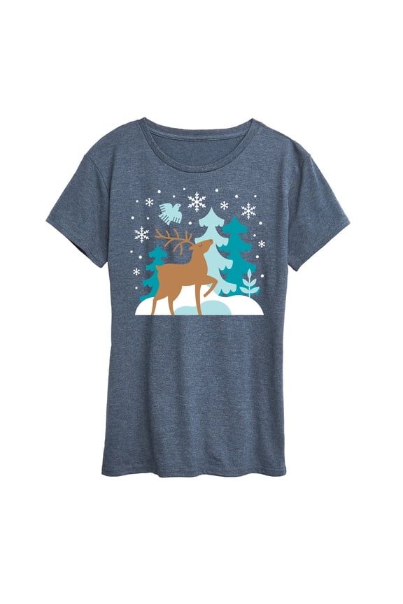 - Scandinavian Winter Deer - Women's Short Sleeve Graphic T-Shirt