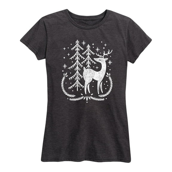 Instant Message - Scandinavian Winter Deer - Women's Short Sleeve Graphic T-shirt
