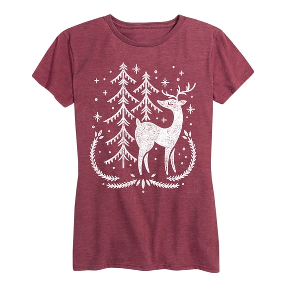 Instant Message - Scandinavian Winter Deer - Women's Short Sleeve Graphic T-shirt