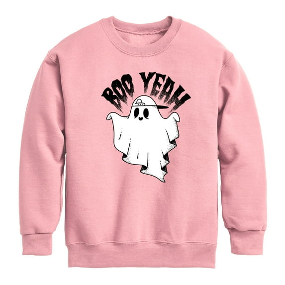 Instant Message - Scary Cool Ghost Boo Yeah - Toddler & Youth Crewneck Fleece Sweatshirt