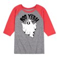 thumbnail image 1 of Instant Message - Scary Cool Ghost Boo Yeah - Toddler & Youth Raglan Graphic T-Shirt, 1 of 7