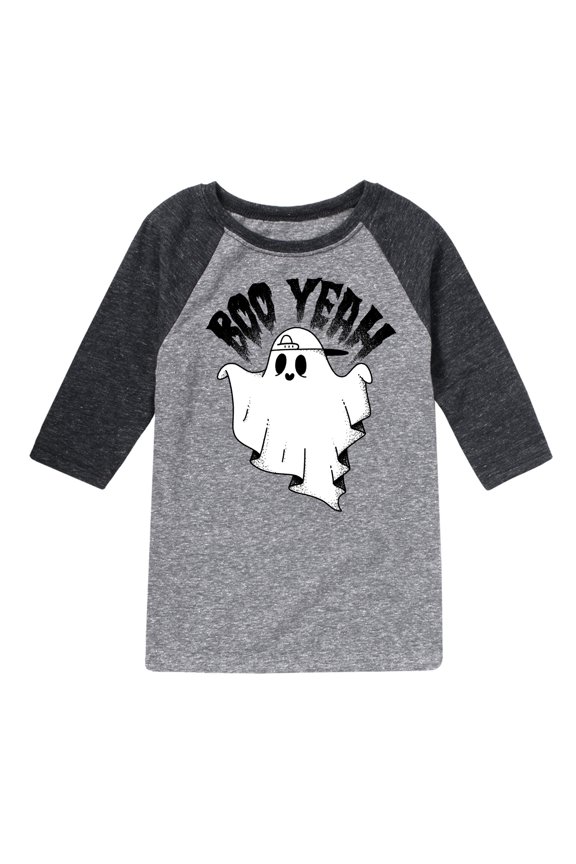 - Scary Cool Ghost Boo Yeah - Toddler & Youth Raglan Graphic T-Shirt