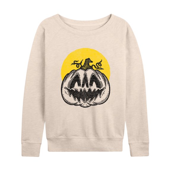 Instant Message - Scary Vintage Pumpkin  - Women's Lightweight French Terry Long Sleeve Shirt