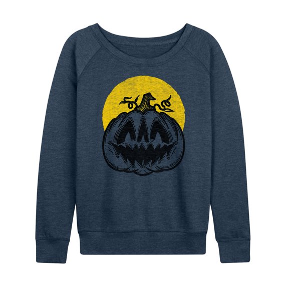 Instant Message - Scary Vintage Pumpkin  - Women's Lightweight French Terry Long Sleeve Shirt